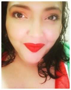 Red lipstick lover and makeup on girl